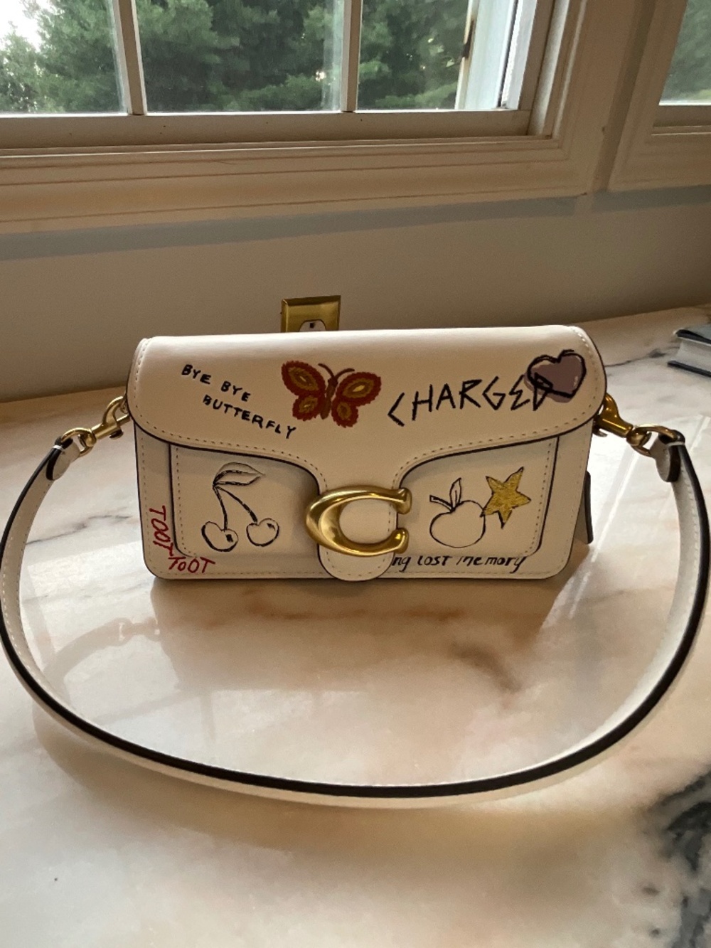 Coach Tabby 20 With Sketch Print Chalk Leather Sold Out Rare